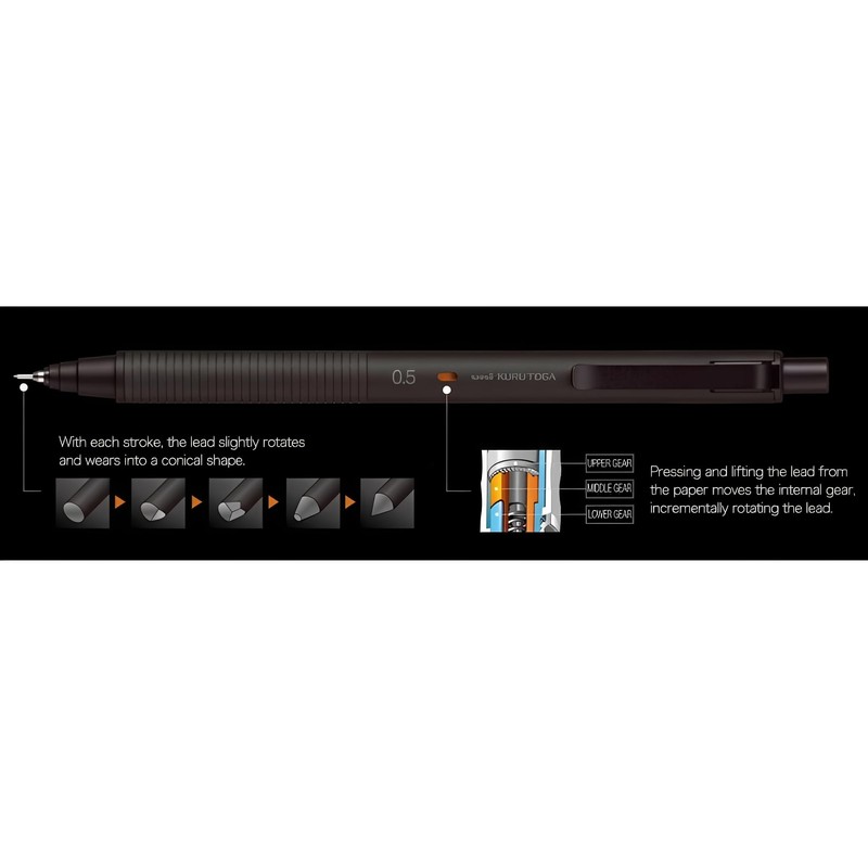 Kurutoga Metal Mechanical Pencil 0.01 inch (0.3 mm) [Nocturne Black]