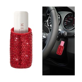 Mandark Bling Car Lip Balm Holder, Upright Insulating Crystal Rhinestone Auto Chapstick Holder, Sparkling Vehicle Interior Decor Accessories for Women Girls, Universal for RV, SUV, Truck (Red)