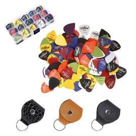 100 Púas para Guitarra, Plumillas Multicolores con 3 Cajas de PU en Forma de Guitarra, 6 Grosores, Superficie Esmerilada, Para Guitarra Acústica, Eléctrica y Clásica