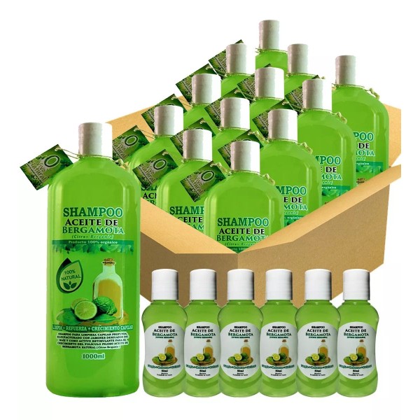 VIVONATURAL Shampoo Aceite De Bergamota 12 Pzs 1000ml C/u +12