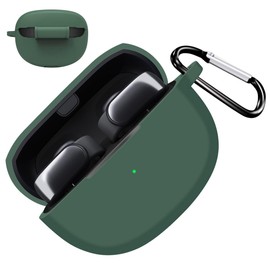 Miimall Silicone Case Compatible with Bose Ultra Open Earbuds Case Cover,Soft Silicone Dust-Proof & Front LED Visible Protective Case for Bose Ultra Open Wireless Earbuds with Keychain (Dark Green)