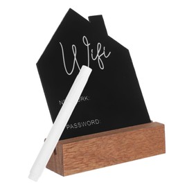 Operitacx House-Shaped WLAN Password Sign, Writeable Chalkboard, WiFi Display for Guest Room, Erasable WiFi Signage Made of Wood for Home and Office