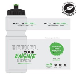 RaceFuel Sports Water Bottle, 750 ml, Organic Cycling Bottle, Made in Europe, Bicycle Drinking Bottle, BPA-Free, Leak-Proof, Bio-based Plastic (Sugar Cane), for Triathlon Road Bike, Mountain Bike