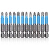 SeonFook 12pcs Blue Leather Cross Driver Bits Alloy Steel PZ1,
