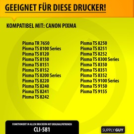 Supply Guy 5 XXL Printer Cartridges with Chip Compatible with Canon CLI-581 Photo Blue for Pixma TS8100 TS8150 TS8151 TS8152 TS8200 TS8250 TS8251 TS8252 TS8300 TS8350 TS8351 TS8352 TS9 100 TS9150