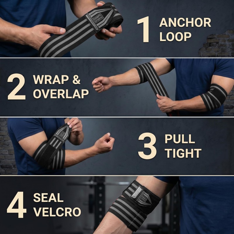Comfy Elbow Wraps for Weightlifting – Heavy Duty Adjustable Elbow