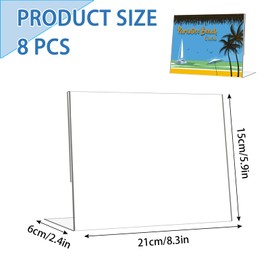 MUXHEL 8PCS A5 Acrylic Sign Holder 21x15cm A5 Display Stand Landscape Menu Holder L-Shaped A5 Sign Holder for Home Office Store Restaurant Hotel Counter