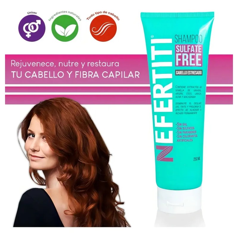 Nefertiti Sulfate Free Shampoo 250ml Cabello Estresado