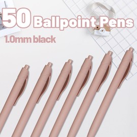 Wiaziert BallPoint Pens, 50 Pack (BLACK Ink),Bulk Pens, Pale Dogwood Pink Barrel,Click Pens for Office Home and School, Retractable Ballpoint Pens, Medium Point, 1.00MM (Pale Dogwood Pink)