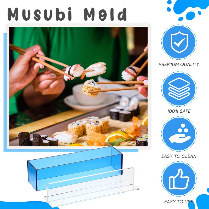 Baderke 2 Sets Acrylic Sushi Making Kit Large Musubi Mold