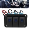 3 Gang Rocker Switch Overcurrent Protection LED Blue Backlit IP65