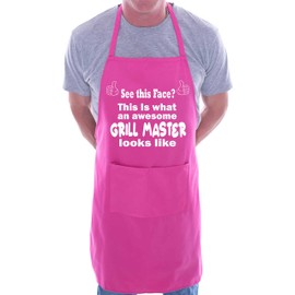 Print4U Awesome Grill Master Novelty Funny Apron BBQ Slogan Baking Cooking Pink