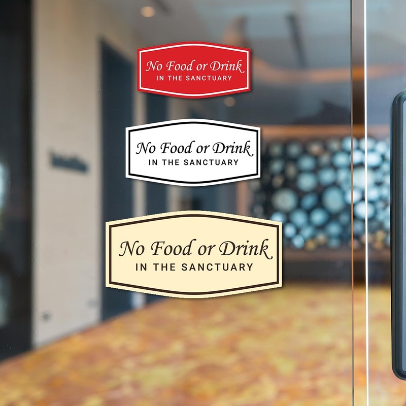 Fancy No Food Or Drink In The Sanctuary Sign (Black/Gold)