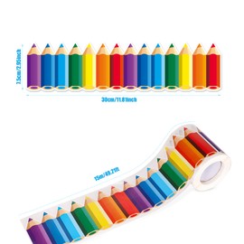 49.21 Ft Bulletin Board Borders, Colorful Pencil Die-Cut Border Trims Back-to-School Classroom Border Stickers for Chalkboard School Decorations