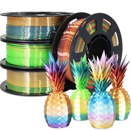 1.75mm Silk Shiny 4 Types Rainbow Multi Colored Fast Color Change PLA 4 in 1 3D Printer Filament Bundle: 4 Different Types Silk Rainbow PLA, 250g/Spool, Total 1Kg 3D Print Filament Material