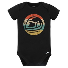 Motorcycle Helmet Icon Retro Motorcycle Baby Bodysuit (Black), 3-6 Months Black