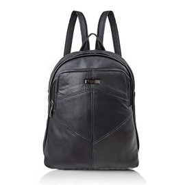 Woodland Leathers women's fashion backpacks small black backpacks for women with anti theft zipper and hand bag handle, 2 in 1 Sling Backpack (Black 2)