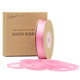 LASOIE Satin Ribbon for Flower Bouquet Gift Wrapping for Crafts Bows for Girls Hair Presents Bookmarks Birthday Party Decorations Wedding Invitations Decorative for Craft Sherbet Pink 3mm 1/8 Inches