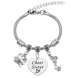 Cheer Gifts for Women Bracelet Cheer Sister Gifts Cheerleader Gifts Cheer Team Gift Appreciation Gift for Cheer Coach Friendship Gifts Bangle Bracelet Birthday Christmas Graduation Gifts
