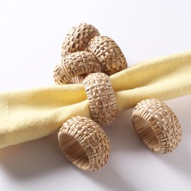 Rattan Napkin Rings Set of 12,Decorative Serviette Ring,Beach Napkin Holders,Napkin Rings Bulk for Party Decoration,Dinning Table,Everyday,Family Gatherings - A Great Tabletop Décor - Natural Tan
