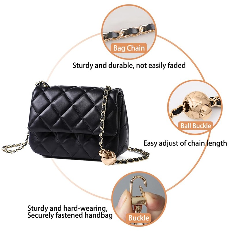 CCAIPU Handbag Chain Strap, Gold Alloy Bag Chain Adjustable Handbag
