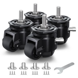 ANDUTEES Leveling Casters Set of 4, Heavy Duty Workbench Stem Caster Wheels with T-Nuts, Adjustable Retractable Swivel Industrial Castors with Ratchet Handle, Load 4400 Lbs (Stem Size 1/2" and M12)