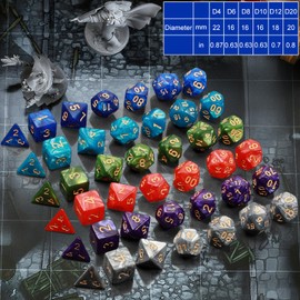 DND Dice Set, 6 x 7(42 Piece) Polyhedral Dice Set With 6 Drawstring Pockets,for Dungeon and Dragons MTG Table Games RPG, 6 Set Dice Includes D4 D6 D8 D10 D% D12 D20