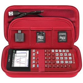Elonbo Carrying Case for Texas Instruments TI-84 Plus CE/TI-84 Plus/TI-83 Plus CE/Casio fx-9750GII Color Graphing Calculator, Extra Mesh Pocket Fits Charging Cable, Red