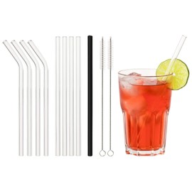 Ecoroyal® Glass Straw | Reusable Straw | Drinking Straws | Pack of 9 | 2 Plastic-Free Cleaning Brushes + Eco Bag | Dishwasher Safe I Sustainable Gifts