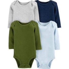 Carter's Baby 4 Pack Long Sleeve Bodysuit Set, Boys Solid, Newborn