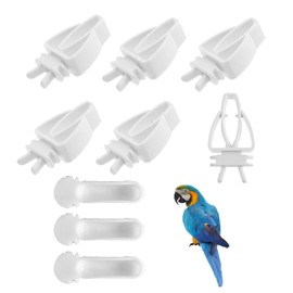 UtySty 9 Pack Bird Cage Food Holder Attachement Fresh Food Clips with Mini Treats Cup Feeder for Fruit Wedges Millet Spray Granola Bites Conure Budgies Canaries Finches Cockatiels Pet Birds Parakeet