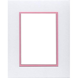 20x24 Double Acid Free White Core Picture Mats Cut for 16x20 Pictures in White and Bright Pink