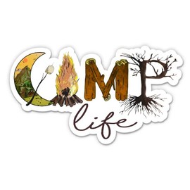 Camp Life Stickers - 2 Pack - Waterproof Vinyl for Car, Phone, Water Bottle, Laptop - Outdoors Camping Tent Camp Fire Decals (2-Pack)
