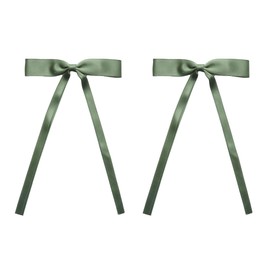 Ruwado 2 Pcs Bow Hair Clips Large Ribbon Satin Vintage Bowknot Hair Accessories for Women Girls Hair Barrettes Long Curly Thick Thin Party Hair Supplies (Light Green)