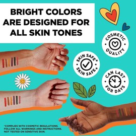 BIC BodyMark Expansion Pack Temporary Tattoo Marker for Skin, Premium Brush Tip, 6 Count Pack of Assorted Colors and Stencils, One Eraser Touch Up Pen, Skin-Safe Temporary Tattoo Markers Set