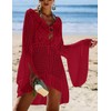 Bsubseach Mujer Pareo de Playa Rojo Ropa de Baño Croché