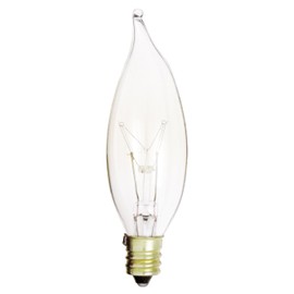 Satco S3273 15 Watt 100 Lumens CA8 Incandescent Soft White 2700K Candelabra Base Clear Light Bulb, Dimmable