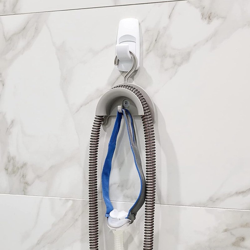 CPAP Hose Holder with Hook Hanger and Suction Cup White