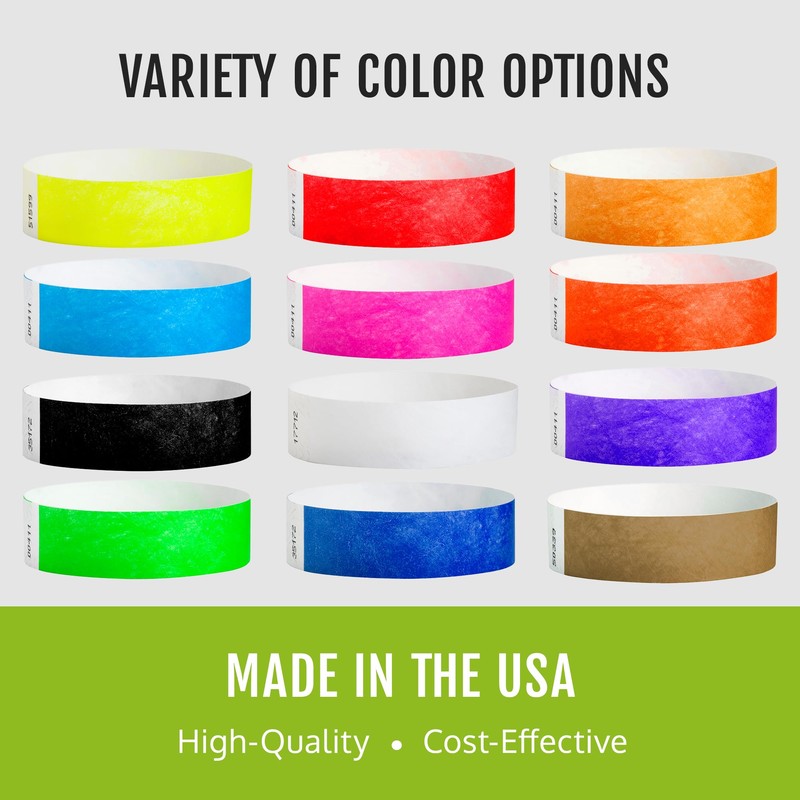 100 WristCo Caribbean Blue Tyvek Wristbands for Events - Comfortable