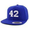 Number 42 Collegiate Varsity Font Embroidered Flat Bill Snapback Cap