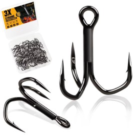 Dovesun Fishing Treble Hooks 3X Strong Professional V Triple Fishing Hooks for Saltwater Freshwater 50PCS Black Nickel Size #10