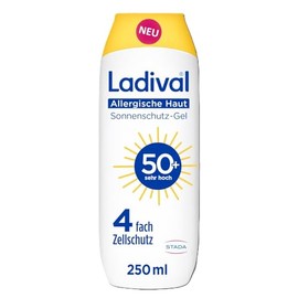 Ladival® Allergic Skin Sun Protection Gel SPF 50+ for the Body for Sun Allergy and Mallorca Acne, Waterproof, with 4-Way Cell Protection, Sun Cream 250 ml