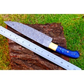 M DAMASCUS CUSTOM HANDMADE FORGED DAMASCUS STEEL CHEF KNIFE KITCHEN KNIFE 447