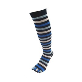 TOETOE Men's Women's Essential Knee High Cotton Toe Socks Breathable Cotton (1 Pair), denim