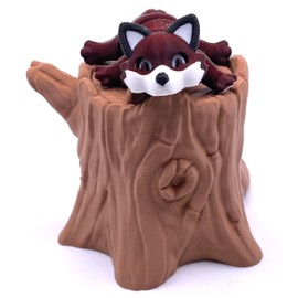 3D Printed Flexible Articulating Fidget Animal Fox and Tree Stump Container, Birthday Toy Gift, Basket Stuffer, Christmas Stocking Stuffer, Party Favor, may help with ADHD Autism Anxiety Stress Relief