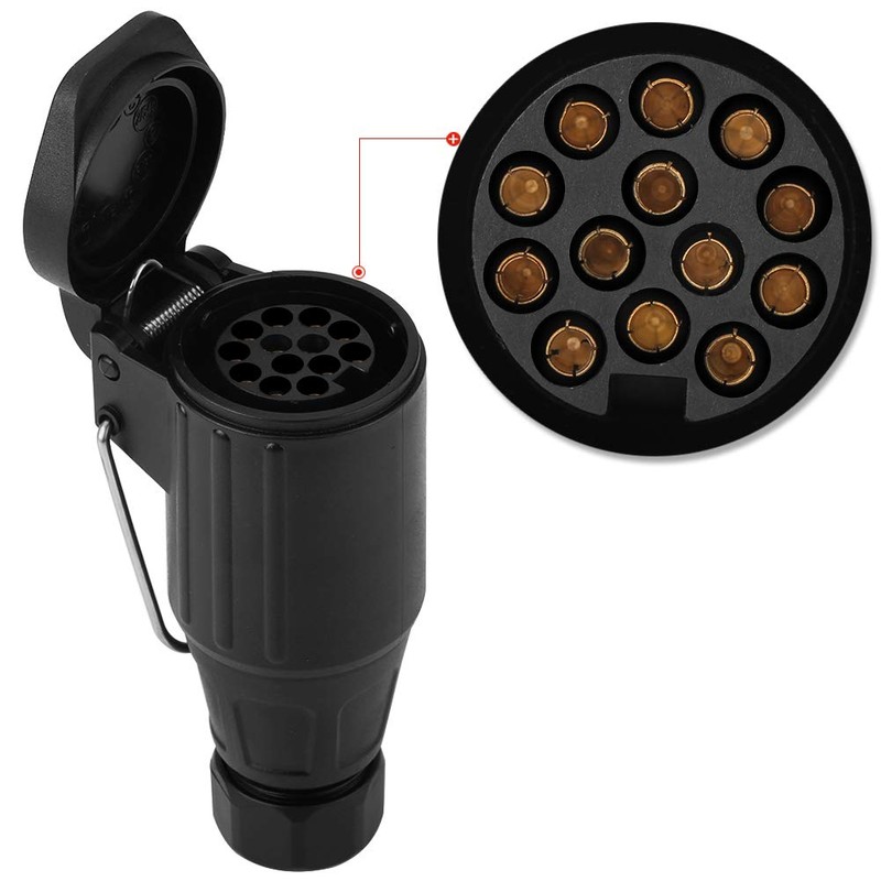 13-pin plastic trailer plug, socket, cable connection, 13 pin, suitable