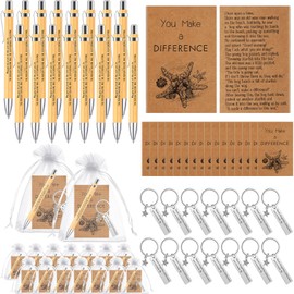 Fulmoon 30 Set Starfish Story Gifts Set Employee Appreciation Gifts Bulk Starfish Notebooks You Make a Difference Keychains Inspirational Pens with Organza Bags for Staff Coworker Teachers Volunteer