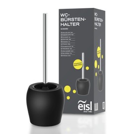 EISL BA0102 Toilet Brush Holder, Black, Bathroom Toilet Brush Black, Freestanding Toilet Brush with Stand and Inner Container, Toilet Brush, Removable Brush Head & Holder