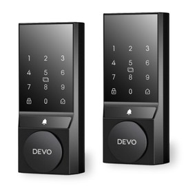 2Pcs Devo G4 Smart Locks for Front Door, Keyless Entry, Deadbolt Smart Lock, App Control, Built-in Bluetooth, Touchscreen Keypad, 8 Months Battery, IP54 Waterproof, Auto Lock
