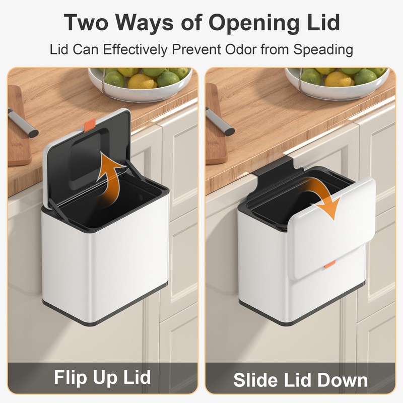 Mbillion Kitchen Compost Bin Hanging Trash Can with Lid 1.05